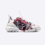 Dior Women D-Connect Sneaker White Technical Fabric with Red and Black Cupidon Print