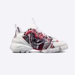 Dior Women D-Connect Sneaker White Technical Fabric with Red and Black Cupidon Print