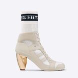 Dior Women D-zenith Heeled Ankle Boot White Calfskin and Deep Blue Technical Knit