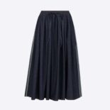 Dior Women Denim Couture Mid-Length Skirt Deep Blue Lightweight Cotton Denim