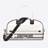 Dior Women Medium Dior Vibe Zip Bowling Bag White Smooth Calfskin