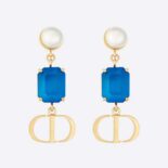 Dior Women Petit Cd Earrings Gold-Finish Metal with White Resin Pearls