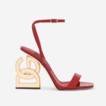Dolce Gabbana D&G Women Patent Leather Sandals with 3.5 Heel-Red