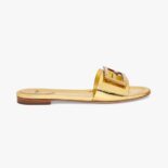 Fendi Women Baguette Gold Nappa Leather Slides