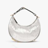 Fendi Women Fendigraphy Small Silver Laminated Leather Bag