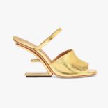 Fendi Women First Gold Nappa Leather High-Heeled Sandals