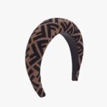 Fendi Women Headband in Brown Wool Cashmere and Silk