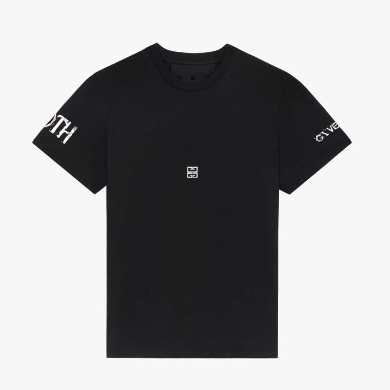 Givenchy Women Slim Fit T-shirt in Jersey with Ceramic Print-Black