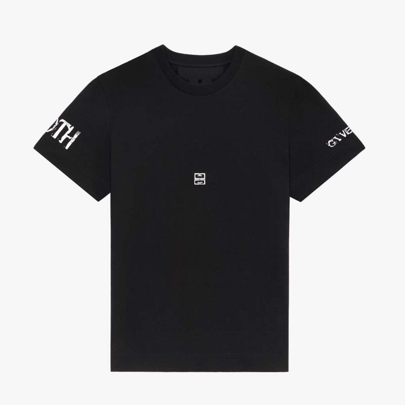 Givenchy Women Slim Fit T-shirt in Jersey with Ceramic Print-Black