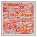 Hermes Women Bingata Shawl 140 in Cashmere and Silk with Hand-Rolled Edges-Pink