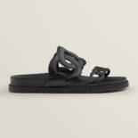 Hermes Women Extra Sandal in Nappa Leather-Black
