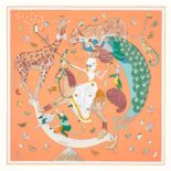 Hermes Women Hermes Story Scarf 90 in Silk Twill with Hand-Rolled Edges-Orange