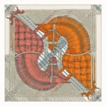 Hermes Women Masan and Masan Scarf 90 with Hand-Rolled Edges-Silver