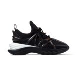 Jimmy Choo Women CosmosF Black Leather and Neoprene Low-Top Trainers