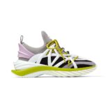 Jimmy Choo Women CosmosF Marl Grey Lime and Pink Leather and Neoprene Low-Top Trainers