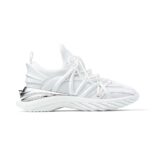 Jimmy Choo Women CosmosF White and Silver Leather and Neoprene Low-Top Trainers