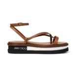 Jimmy Choo Women Pine Flat Cuoio Vachetta Leather Platform Sandals