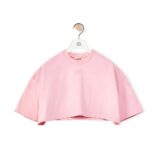 Loewe Women Cropped Anagram T-shirt in Cotton-Pink
