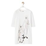 Loewe Women Twin Dog Print T-shirt in Cotton-White