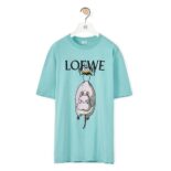 Loewe Women Yu-Bird T-shirt in Cotton-Lime