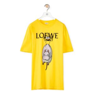 Loewe Women Yu-Bird T-shirt in Cotton-Yellow