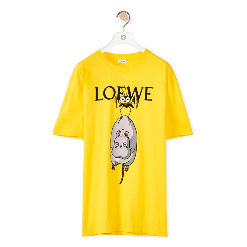 Loewe Women Yu-Bird T-shirt in Cotton-Yellow