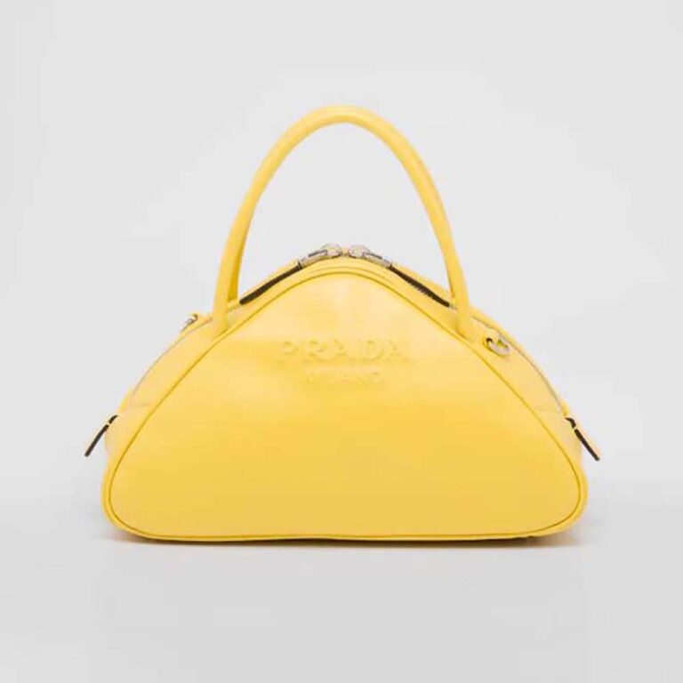 Prada Women Leather Prada Triangle Bag-Yellow