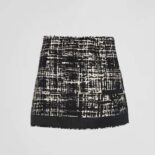 Prada Women Printed Tweed Miniskirt-Black