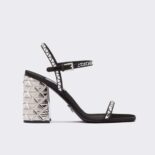 Prada Women Satin Sandals with Crystals in 90mm Heel Height-Black