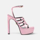 Versace Women Greca Maze Sandals in 15cm Heel Height-Pink