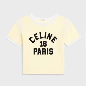 Celine Women 16 Boxy T-shirt in Cotton Jersey-Yellow