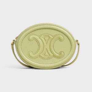 Celine Women Crossbody Oval Purse Cuir Triomphe in Smooth Calfskin-Lime