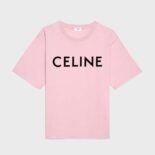 Celine Women Loose Unisex Cotton Jersey T-shirt-Pink