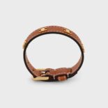 Celine Women Triomphe Multi Leather Bracelet in Brass with Gold Finish and Calfskin