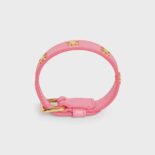 Celine Women Triomphe Multi Leather Bracelet in Brass with Gold Finish and Smooth Calfskin-Pink