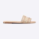 Dior Women Dway Slide Gold-Tone Cotton Embroidered with Metallic Thread and Strass
