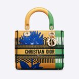Dior Women Medium Lady D-lite Bag Bright Yellow and Green D-Flower Pop Embroidery