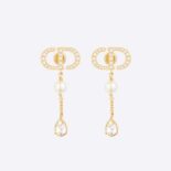 Dior Women Petit CD Earrings Gold-Finish Metal with White Resin Pearls
