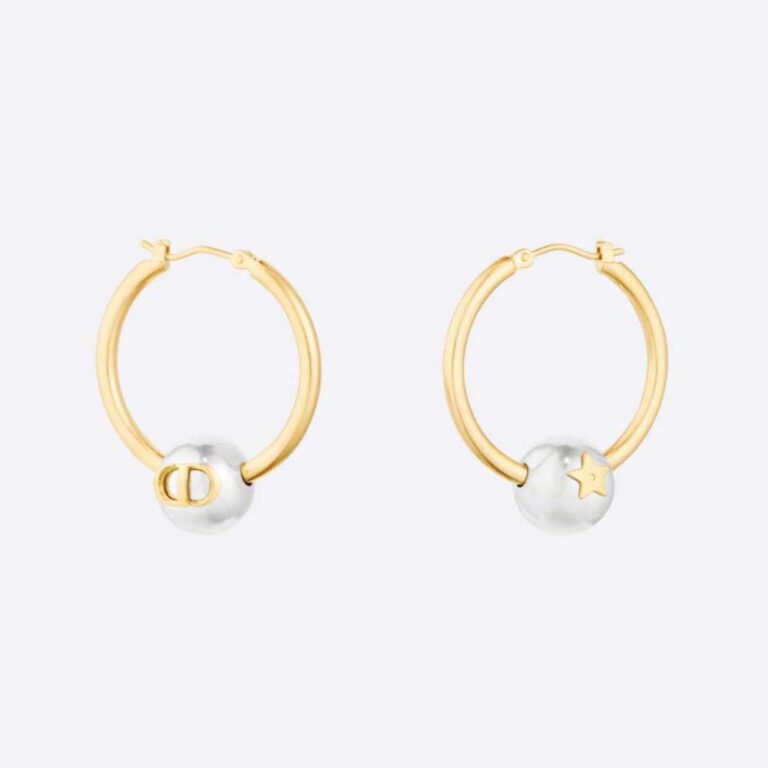 Dior Women Petit CD Earrings Gold-Finish and Palladium-Finish Metal