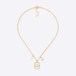 Dior Women Petit CD Necklace Gold-Finish Metal with a White Resin Pearl and White Crystals