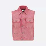 Dior Women Sleeveless Jacket Pink Cotton Denim