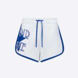 Dior Women Vibe Shorts White and Fluorescent Blue Technical Cashmere Jacquard