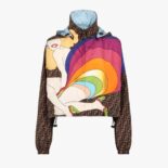 Fendi Women Windbreaker Multicolor Nylon Jacket-Brown