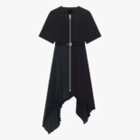 Givenchy Women Asymmetric Dress in Silk with Metallic Details-Black