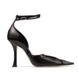 Jimmy Choo Women Mugler Strap Pump Black Kid Leather and Mesh Pumps with Straps