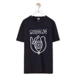 Loewe Women Embroidered T-shirt in Organic Cotton-Black
