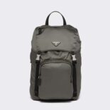Prada Men Re-Nylon and Saffiano Leather Backpack-Gray