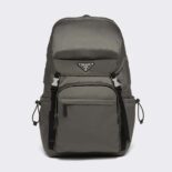 Prada Men Re-Nylon and Saffiano Leather Backpack-Silver