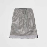 Prada Women Chiffon Mini Skirt with Micro Studs-Black