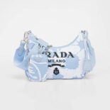 Prada Women Re-Edition 2006 Embroidered Drill Shoulder Bag-Blue